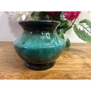 Blue Mountain Pottery Canada Green Brown Drip Glaze Vase‎ Mid Century Decor